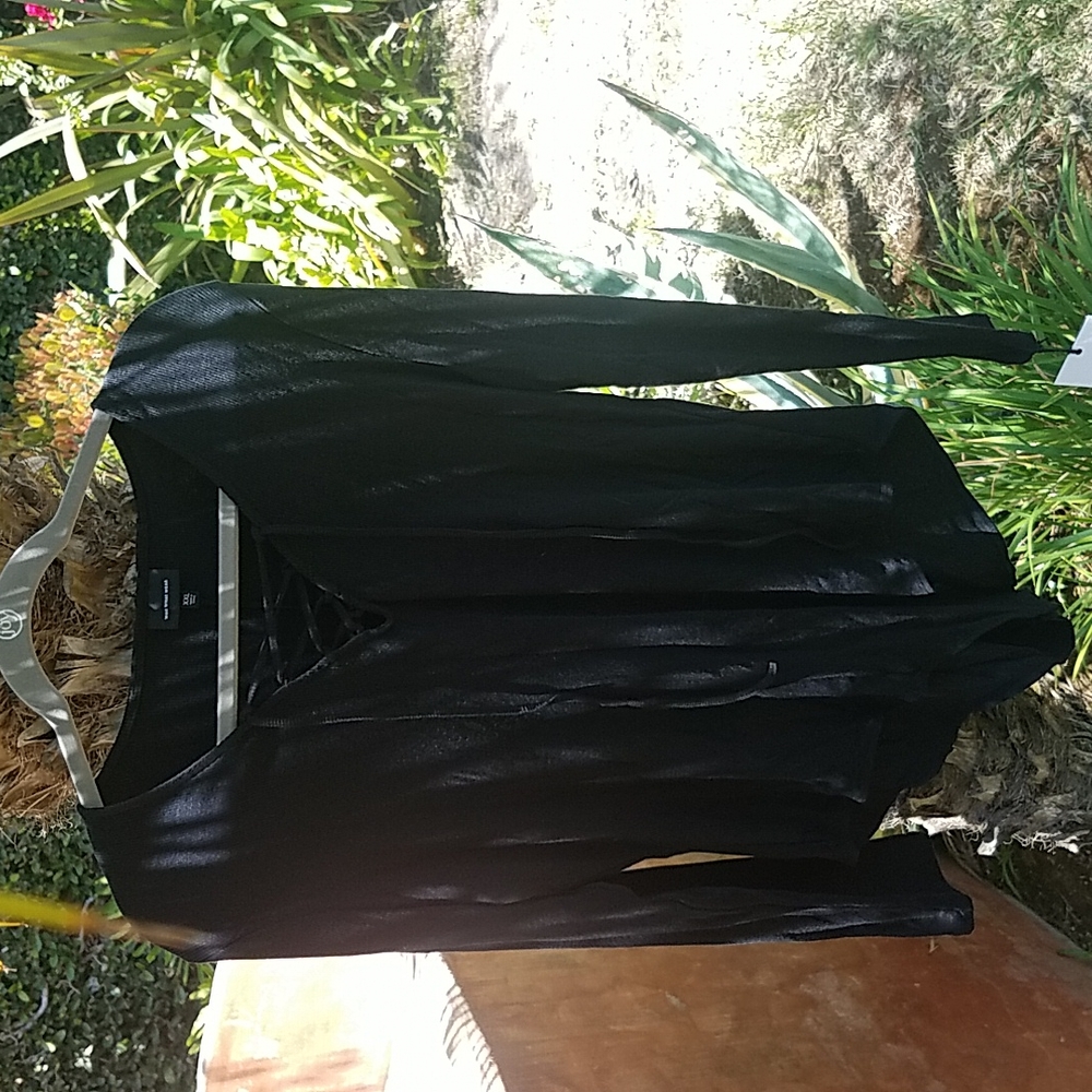 Lace-up Ribbed Long Sleeved Bodysuit